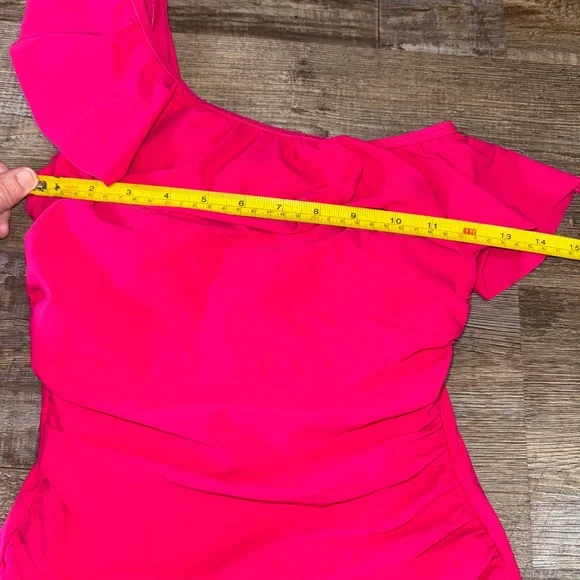 Profile by Gottex Tutti Frutti Raspberry One Shoulder Ruffle One Piece size 6 - Picture 6 of 7